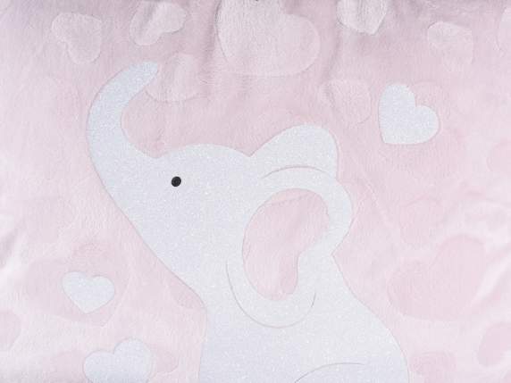 Cuscino in stoffa imbottita con cuori e stampa Elefantino