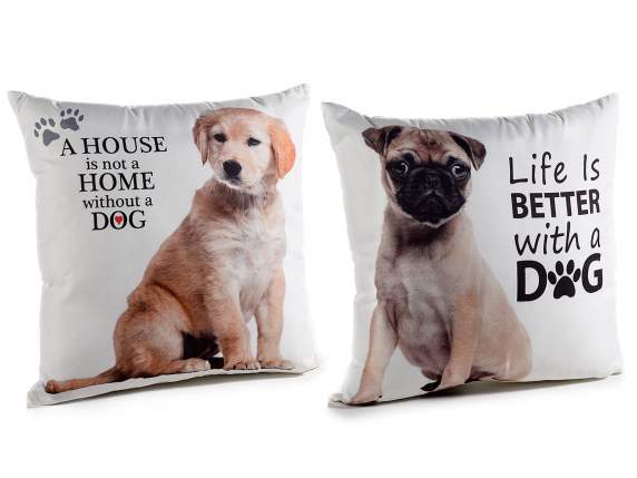 Cuscino sfoderabile con stampa Love Dog