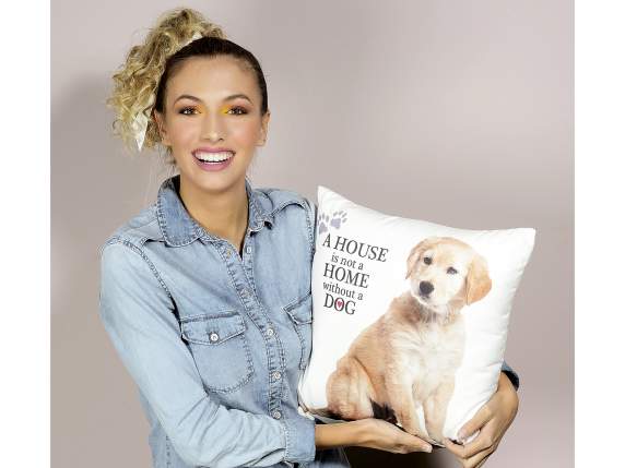Cuscino sfoderabile con stampa Love Dog