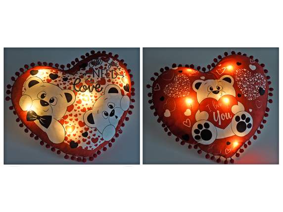 Cuscino imbottito sfoderabile con luci led Orsetto