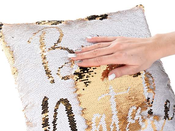 Cuscino imbottito e sfoderabile con paillettes reversibili
