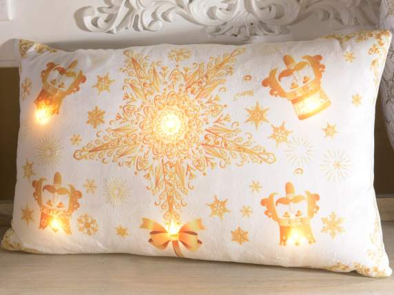Cuscino imbottito sfoderabile Natale Regale con luci LED