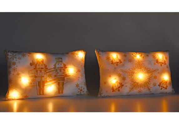 Cuscino imbottito sfoderabile Natale Regale con luci LED