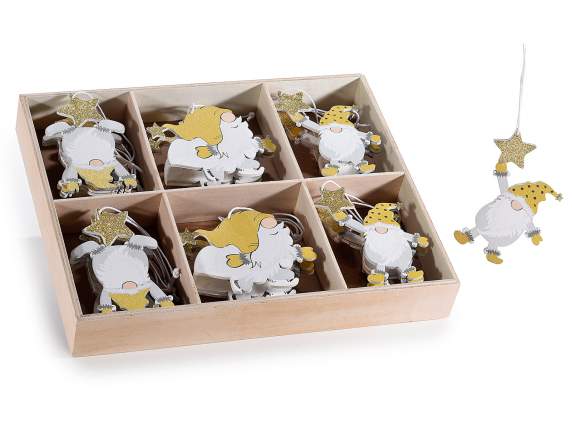 Espo 48 decorazioni in legno gnomo di Natale da appendere