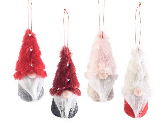 Babbo Natale con cappello in morbida eco-fur da appendere