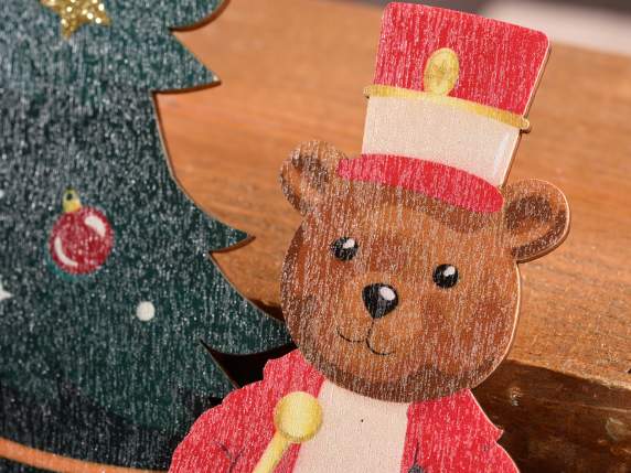 Decoro natalizio in metallo e legno da appendere con luci