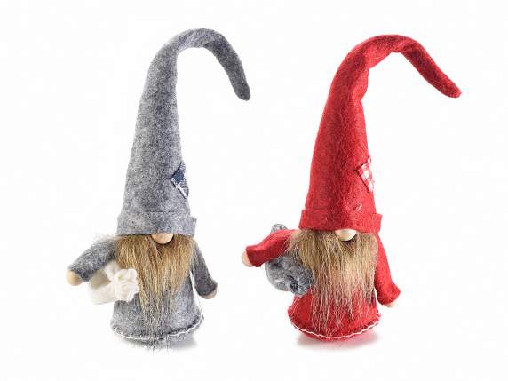 Babbo Natale in panno con sacchetto e doni da appoggiare