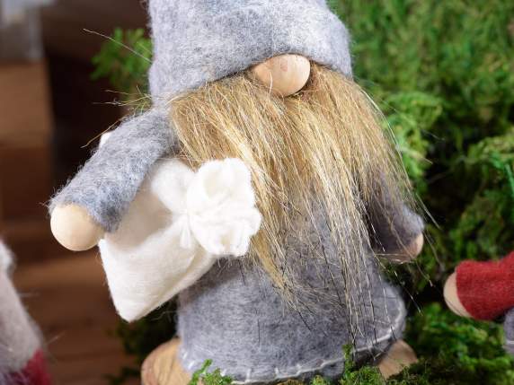 Babbo Natale in panno con sacchetto e doni da appoggiare
