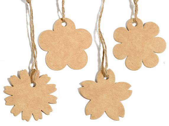 Conf.40 tag a fiore in cartoncino color naturale