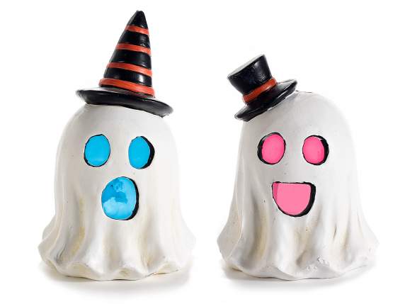 Fantasma di Halloween in terracotta con luci LED cangianti