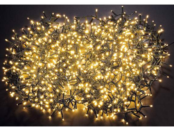 Filo luci 25m, 1000 LED bianco caldo e cavo verde