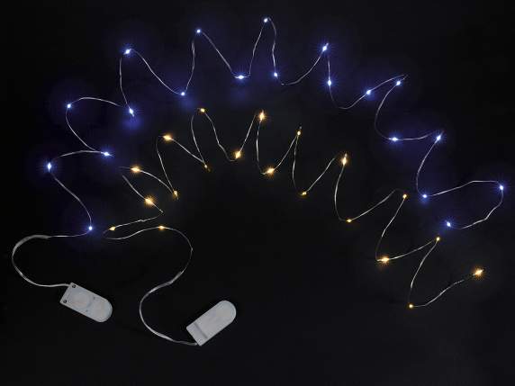 Filo luci a batteria 1,90m, 20 miniLED e filo metallico