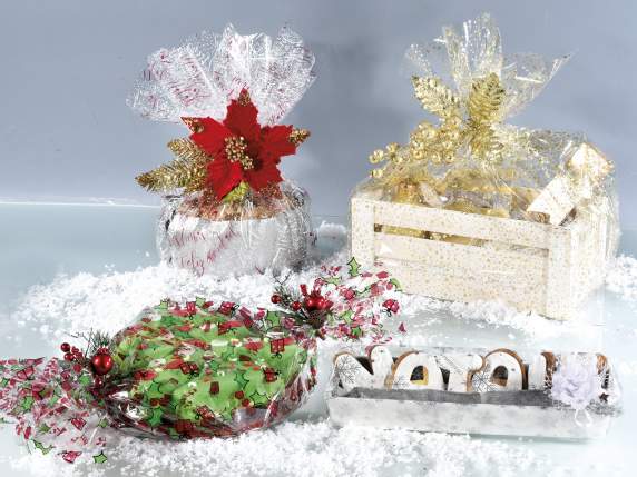 Confezione 80 fogli trasparenti natalizi per pacchi regalo