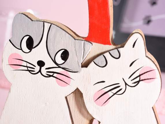 Coppia di gattini innamorati in legno da appoggiare