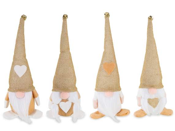 Babbo - Mamma Natale in panno con cuore e campanella
