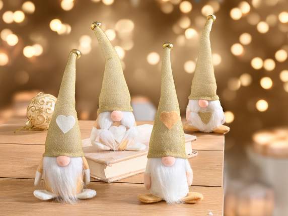 Babbo - Mamma Natale in panno con cuore e campanella