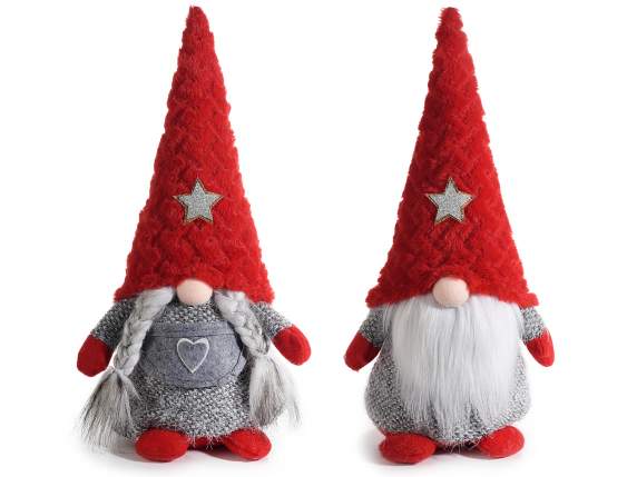 Babbo e Mamma Natale in stoffa c-stella glitter sul cappello