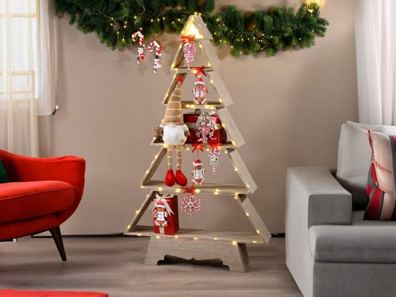 Albero di Natale in legno naturale a 6 mensole