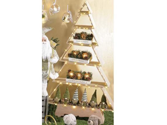 Albero di Natale in legno naturale a 6 mensole