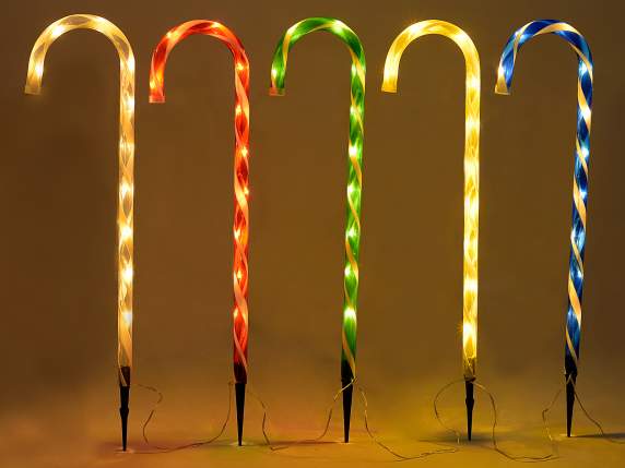 Filo luci 5 bastoncini zucchero 50LED colorati c-palo terra