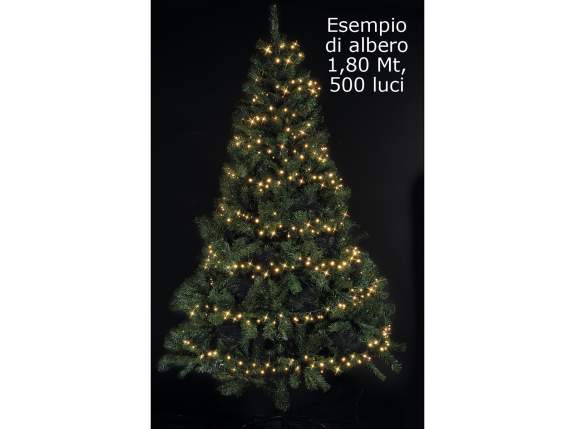 Filo luci 12,5 Mt, 500 LED bianco caldo, cavo verde