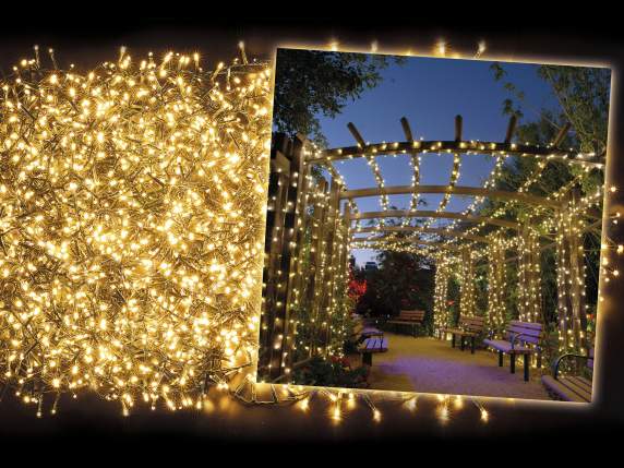 Filo luci 50m, 2500 LED bianco caldo e cavo verde