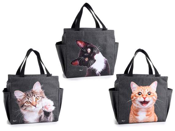 Borsa termica-lunch bag con tasche laterali, manici e zip