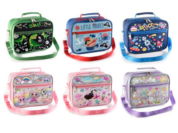 Borsa termica-lunch bag c- tasca frontale, manico e tracolla