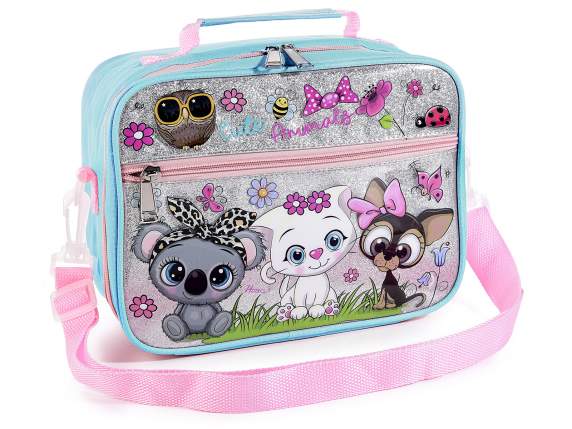 Borsa termica-lunch bag con tasca frontale,manico e tracolla