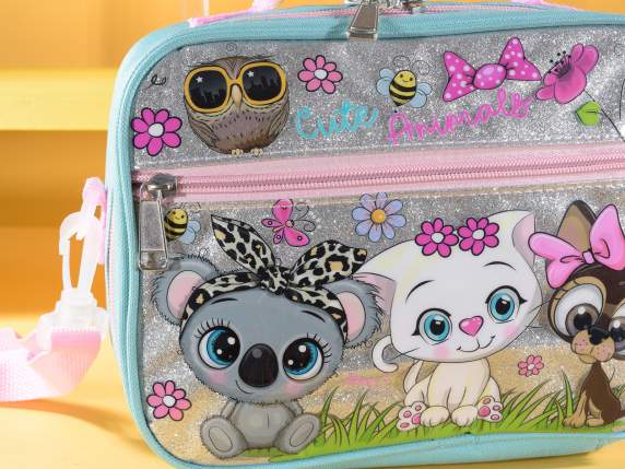 Borsa termica-lunch bag con tasca frontale,manico e tracolla