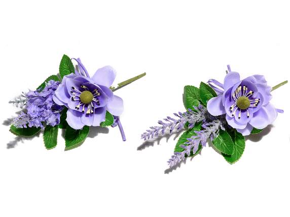 Mazzolino di lavanda e anemone artificiale