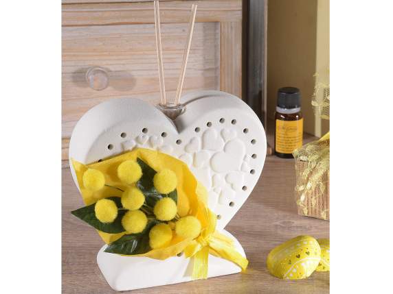 Bouquet di mimosa artificiale in floccato