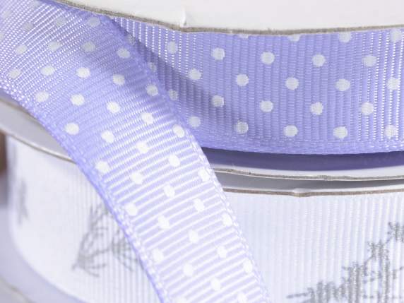 Nastro a pois  in tessuto color lilla