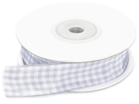 Nastro a quadretti 15mm grigio perla