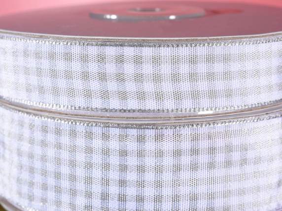 Nastro a quadretti 15mm grigio perla