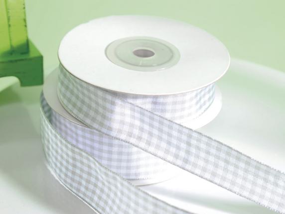 Nastro a quadretti 15mm grigio perla
