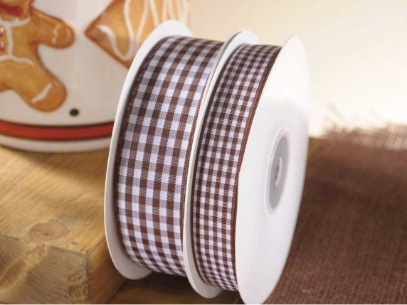 Nastro a quadretti 25mm marrone cioccolato