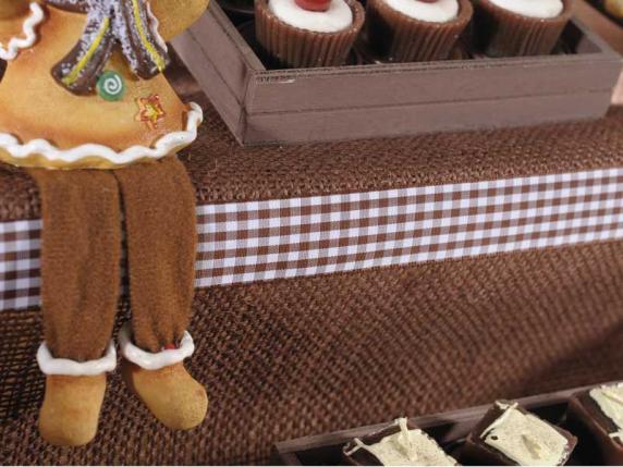 Nastro a quadretti 25mm marrone cioccolato