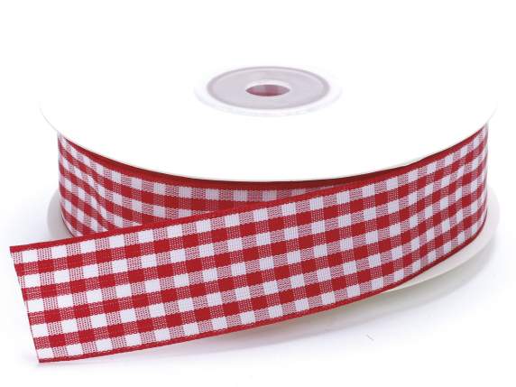 Nastro a quadretti 25mm rosso fragola