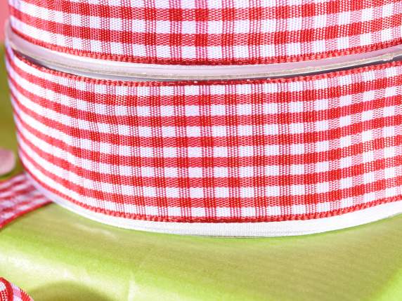 Nastro a quadretti 25mm rosso fragola