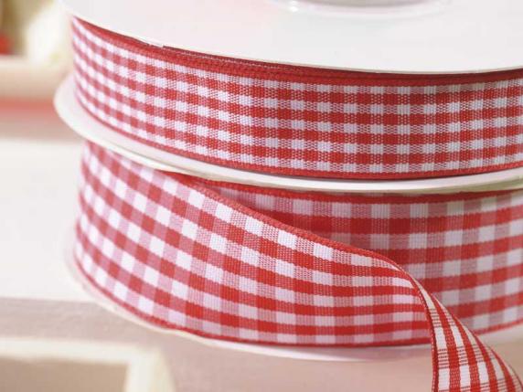 Nastro a quadretti 25mm rosso fragola