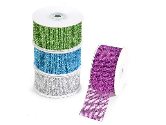 Nastro a rete glitterato colorato