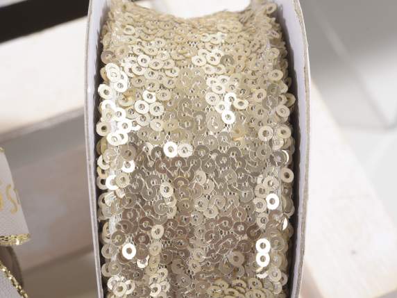 Nastro champagne con paillettes e bordo modellabile