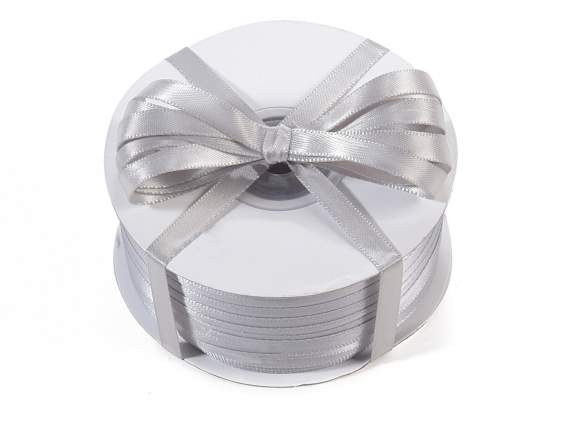 Nastro doppio raso 6mm grigio argento