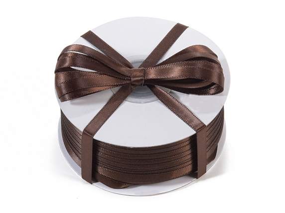 Nastro doppio raso 6mm marrone cioccolato