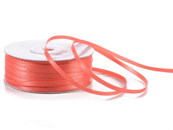 Nastro doppio raso 3mm rosso corallo