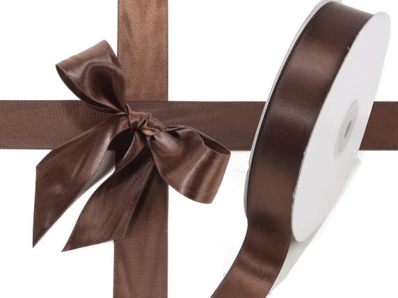 Nastro doppio raso 25mm marrone cioccolato