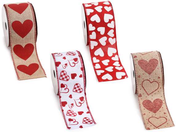 Nastro in stoffa 63mm modellabile con stampa a cuori