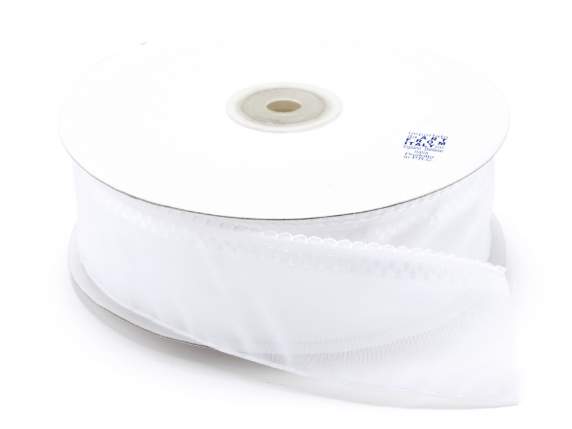 Nastro organza 38mm con tirante bianco neve
