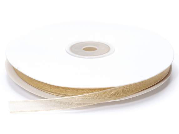 Nastro organza champagne 7mm x 50mt